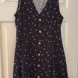 Universal Thread Navy Floral Button-Front Midi Dress